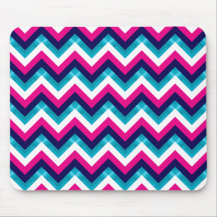 Roze en blauw Geometrische Chevron Pattern Muismat
