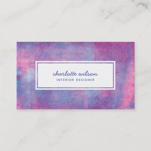 Roze en blauw gerolde inkt Modern Visitekaartje (Voorkant)