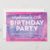 Roze en blauw gerolde inkt op elke verjaardag kaart (Voorkant)