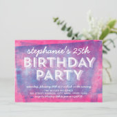 Roze en blauw gerolde inkt op elke verjaardag kaart (Staand voorkant)