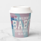 Roze en Blauw Geslacht onthullen Baby shower papie Papieren Bekers (Achterkant)