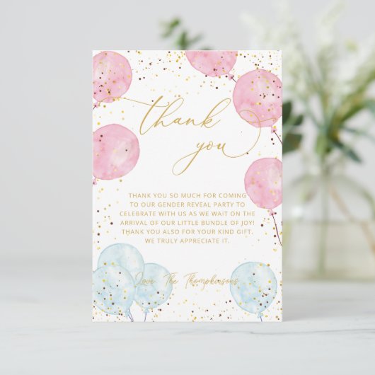 Roze en Blauw Geslacht onthullen Dank u kaart (Staand voorkant)