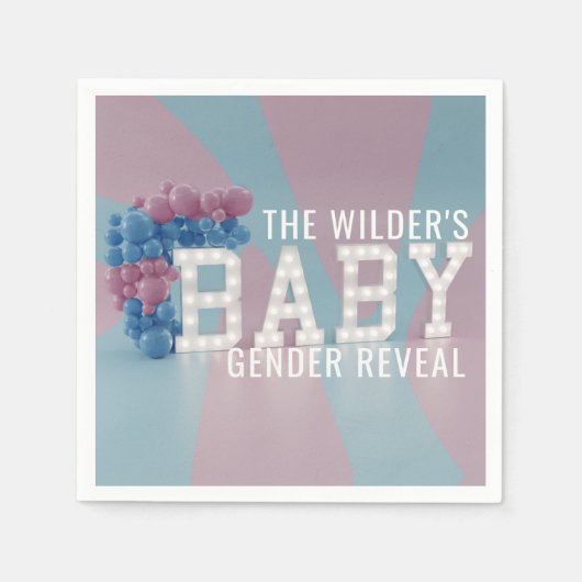 Roze en Blauw Geslacht Onthullen Feestservetten Servet (Voorkant)