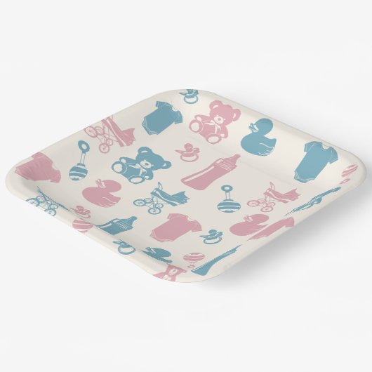 Roze en Blauw geslacht onthullen Papieren Bordje (Gebogen)