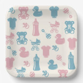 Roze en Blauw geslacht onthullen Papieren Bordje (Voorkant)