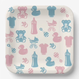 Roze en Blauw geslacht onthullen Papieren Bordje