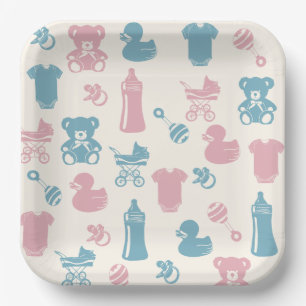 Roze en Blauw geslacht onthullen Papieren Bordje