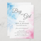 Roze en Blauw Geslacht Onthullen Party Jongen of M Kaart (Voorkant / Achterkant)