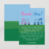 Roze en Blauw Golf Gender Reveal Party Bedankkaart (Voorkant / Achterkant)