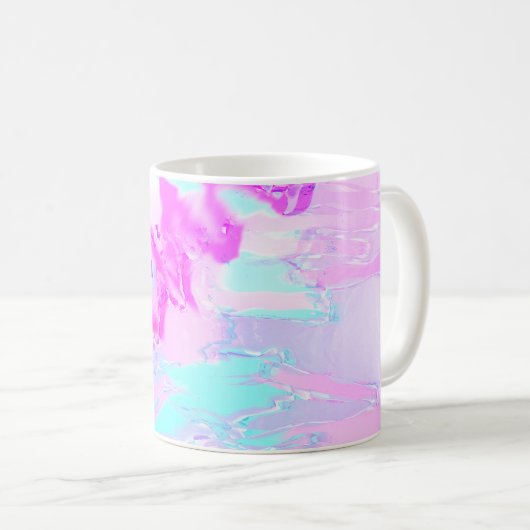 Roze en Blauw Golvend Abstract Koffiemok (Voorkant rechts)