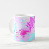 Roze en Blauw Golvend Abstract Koffiemok (Voorkant links)