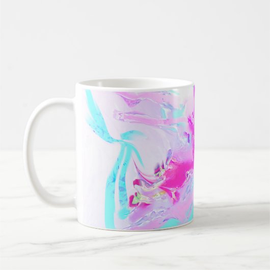 Roze en Blauw Golvend Abstract Koffiemok (Links)