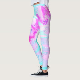 Roze en Blauw Golvend Abstract Leggings