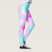 Roze en Blauw Golvend Abstract Leggings (Rechts)