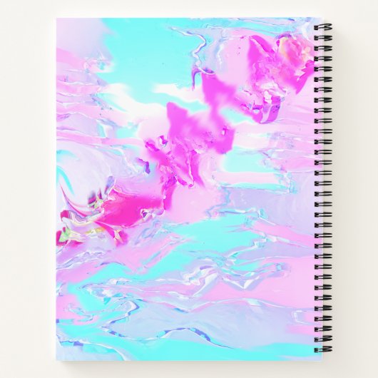 Roze en Blauw Golvend Abstract Notitieboek (Achterkant)