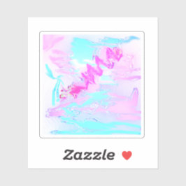 Roze en Blauw Golvend Abstract Sticker