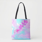 Roze en Blauw Golvend Abstract Tote Bag (Voorkant)