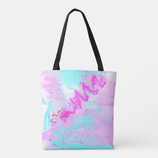 Roze en Blauw Golvend Abstract Tote Bag (Achterkant)