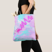Roze en Blauw Golvend Abstract Tote Bag (Dichtbij)