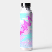 Roze en Blauw Golvend Abstract Waterfles (Links)