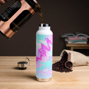 Roze en Blauw Golvend Abstract Waterfles