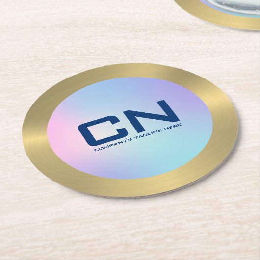 Roze en blauw goud ronde kartonnen onderzetter (Gebogen)