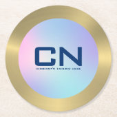 Roze en blauw goud ronde kartonnen onderzetter (Voorkant)