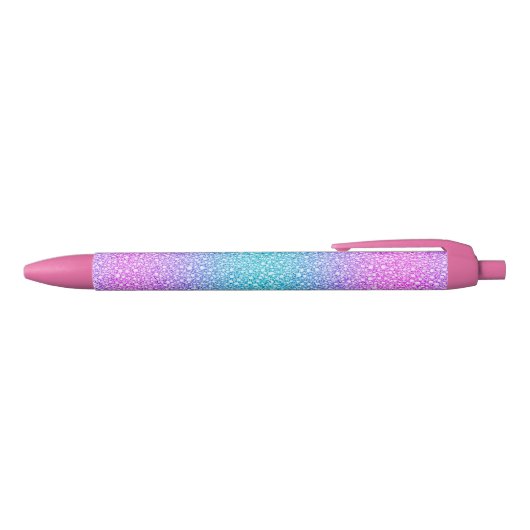 Roze en Blauw gradiënt glitterpatroon Zwarte Inkt Pen (Bovenkant)