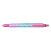 Roze en Blauw gradiënt glitterpatroon Zwarte Inkt Pen (Achterkant)
