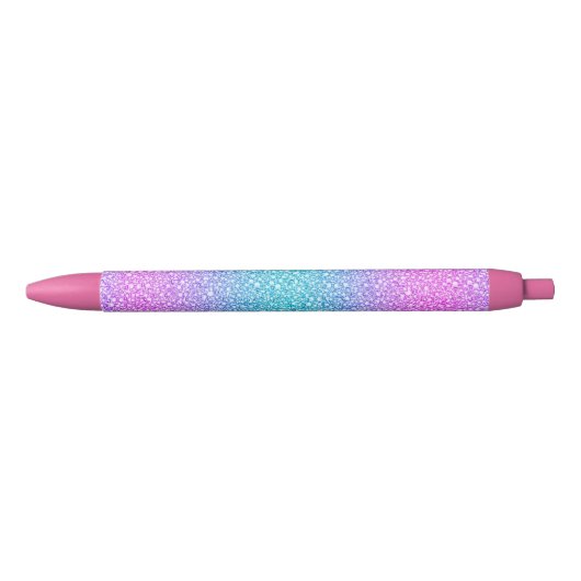 Roze en Blauw gradiënt glitterpatroon Zwarte Inkt Pen (Voorkant)