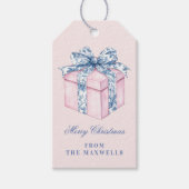 Roze en Blauw Grandmillennial kerstcadeau Cadeaulabel (Voorkant)