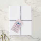 Roze en Blauw Grandmillennial kerstcadeau Cadeaulabel (Met Touw)