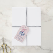 Roze en Blauw Grandmillennial Kerstversiering Cadeaulabel (Met Touw)