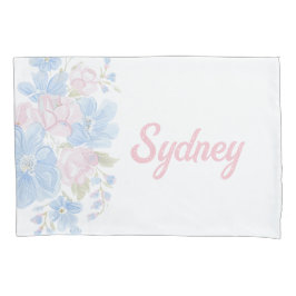 Roze en Blauw Grandmillennial Reversible | Naam Kussensloop