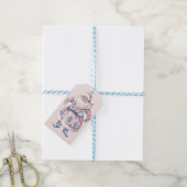 Roze en Blauw Grandmillennial Santa Cadeaulabel (Met Touw)