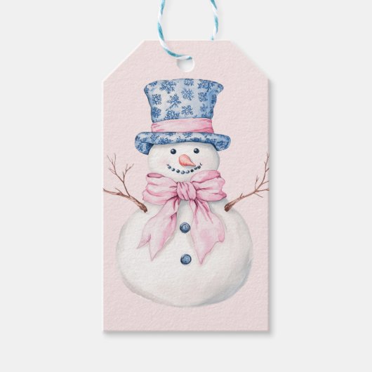 Roze en Blauw Grandmillennial Santa Cadeaulabel (Voorkant)