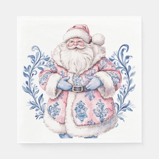 Roze en Blauw Grandmillennial Santa Servet (Voorkant)