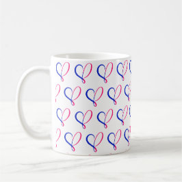 Roze en blauw hart koffiemok