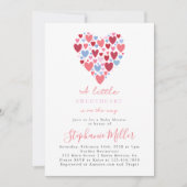 Roze en Blauw Hart Valentijn Baby shower Kaart (Voorkant)