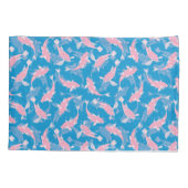 Roze en Blauw Herhalend Motief | Koi vispatroon Kussensloop (Achterkant)