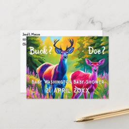 Roze en Blauw Herten Geslacht onthullen Briefkaart
