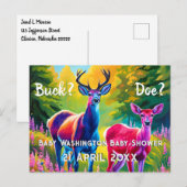 Roze en Blauw Herten Geslacht onthullen Briefkaart (Voorkant / Achterkant)