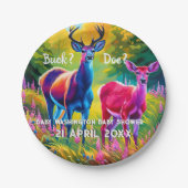 Roze en Blauw Herten Geslacht onthullen Papieren Bordje (Voorkant)