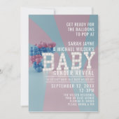 Roze en blauw Hij of zij openbaart uitnodiging (Voorkant)