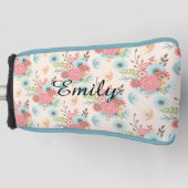  roze en blauw Hoesje van Floral Putter Golfheadcover (Voorkant)