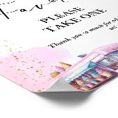 Roze en Blauw Ice Cream baby shower Favor teken Poster (Hoek)