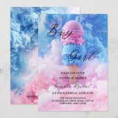 Roze en Blauw Ice Cream Scoop Smoke Geslacht onthu Kaart (Voorkant / Achterkant)