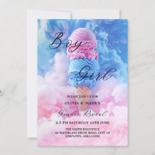Roze en Blauw Ice Cream Scoop Smoke Geslacht onthu Kaart