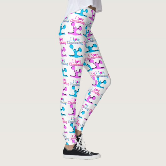 ROZE EN BLAUW IK HOU VAN CHEERLEADERENDE LEGGINGS (Rechts)