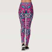 Roze en Blauw Intricate Mandala Pattern Leggings (Achterkant)